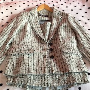 Karl Lagerfeld Mint Green and Black Tweet Suit Set Size 8